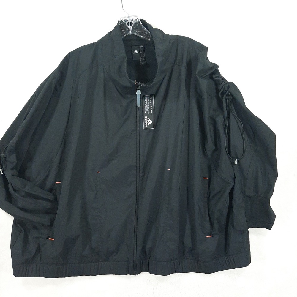 Adidas Primeblue Windbreaker Mens 4XL Black Full Zip Mesh Back Ruched Sleeves - Picture 2 of 16